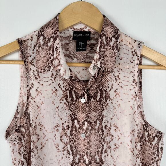 Rachel Zoe Sleeveless‎ Button Down Snakeskin Print Blouse Size XS - Picture 1 of 6